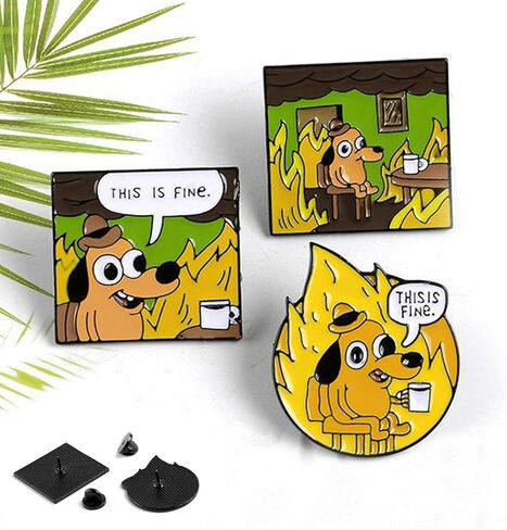 Social Battery Pin 2.0-2023 NEW funny pins,enamel pins, Mood Expressing Pin For Introverts ， Perfect for 7 Days a Week！ (3PCS-THiS IS FIne) in Saudi Arabia