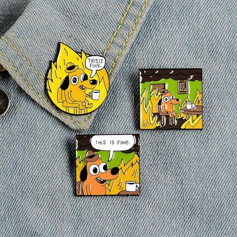Social Battery Pin 2.0-2023 NEW funny pins,enamel pins, Mood Expressing Pin For Introverts ， Perfect for 7 Days a Week！ (3PCS-THiS IS FIne) in Saudi Arabia