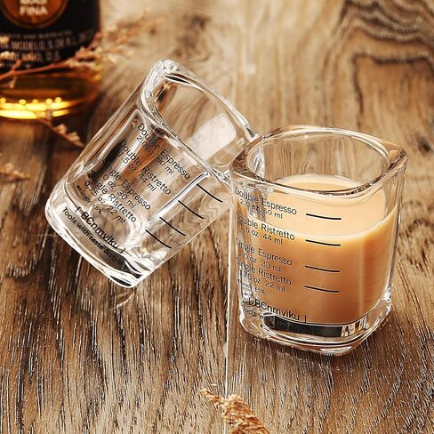 Shot Glasses Measuring cup Liquid Heavy Glass Wine Glass Espresso Shot Glass 1.5OZ/45ML (2 pack-45ml) in Saudi Arabia