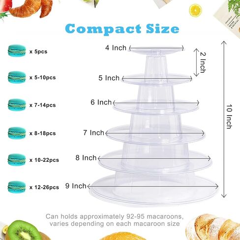 6 Tiers Round Macaron Tower Stand Plastic Transparent Cake Stand Macaron Display Rack Desserts Cupcake Holder Platter for Baby Shower, Birthday Party, Wedding, Party Decor in Saudi Arabia