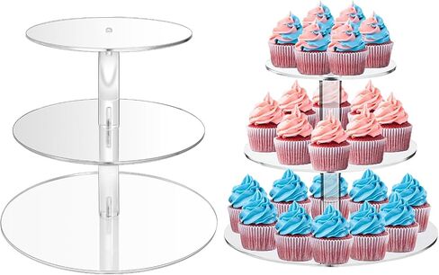 6 Tiers Round Macaron Tower Stand Plastic Transparent Cake Stand Macaron Display Rack Desserts Cupcake Holder Platter for Baby Shower, Birthday Party, Wedding, Party Decor in Saudi Arabia
