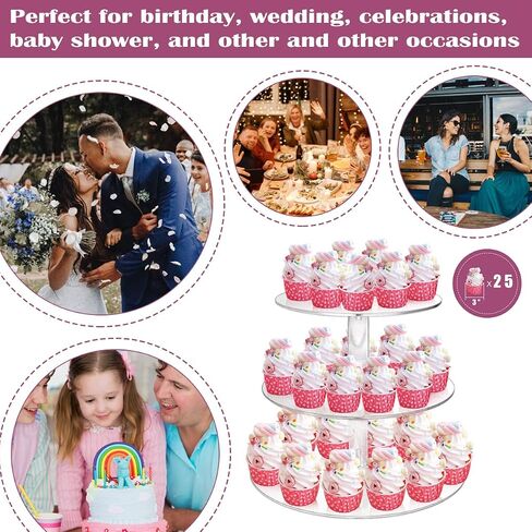 6 Tiers Round Macaron Tower Stand Plastic Transparent Cake Stand Macaron Display Rack Desserts Cupcake Holder Platter for Baby Shower, Birthday Party, Wedding, Party Decor in Saudi Arabia