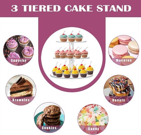 6 Tiers Round Macaron Tower Stand Plastic Transparent Cake Stand Macaron Display Rack Desserts Cupcake Holder Platter for Baby Shower, Birthday Party, Wedding, Party Decor in Saudi Arabia