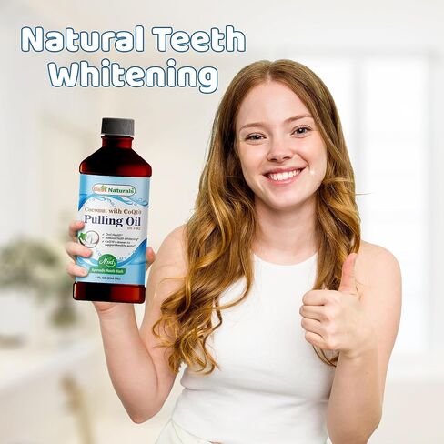Best Naturals Coconut Pulling Oil with Vitamin D3, E, K2 & COQ10-8 Fl OZ Helps with Fresh Breath, Teeth & Gum Health - Made with Essential Oils in Saudi Arabia