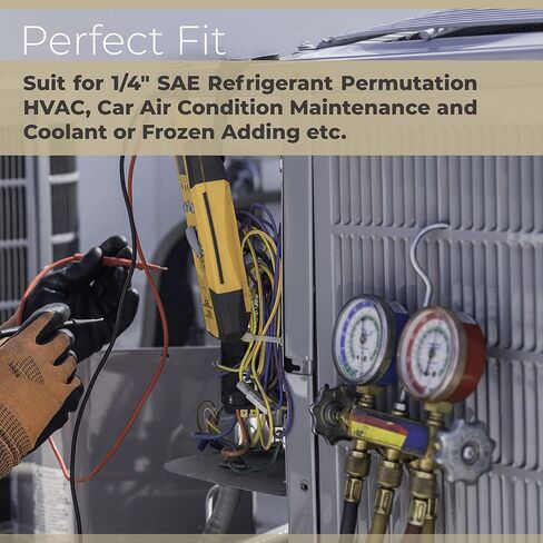 صمام كروي بديل لخرطوم 29986 Plus II 1/4 بوصة 72 بوصة مع صمام كروي مدمج R-410A، 3 عبوات (أزرق أصفر أحمر) in Kuwait