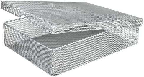 Ybm Home Silver Hinged Mesh Pencil, Markers, Pens Storage Box, School Supply Holder Office Desktop Organizer 2307 (1) in Kuwait