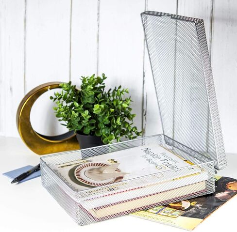 Ybm Home Silver Hinged Mesh Pencil, Markers, Pens Storage Box, School Supply Holder Office Desktop Organizer 2307 (1) in Kuwait