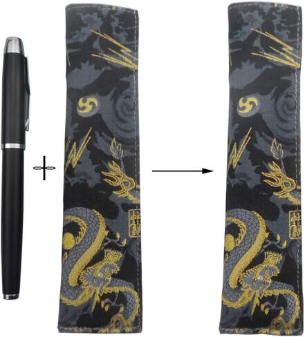 Enyuwlcm Fabric Fountain Pen Case Single Pen Sleeve Holder for Pocket Vintage Pen Cover Black Dragon 1 Pack in Saudi Arabia