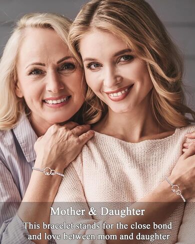 Tarsus Mother Daughter Gifts, Eternal Love Connected at Heart, Interlocking 2 Circles Bracelet, Mom Gifts, Daughter Gifts, Birthday, Christmas in Kuwait