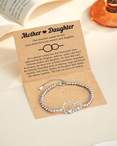 Tarsus Mother Daughter Gifts, Eternal Love Connected at Heart, Interlocking 2 Circles Bracelet, Mom Gifts, Daughter Gifts, Birthday, Christmas in Kuwait