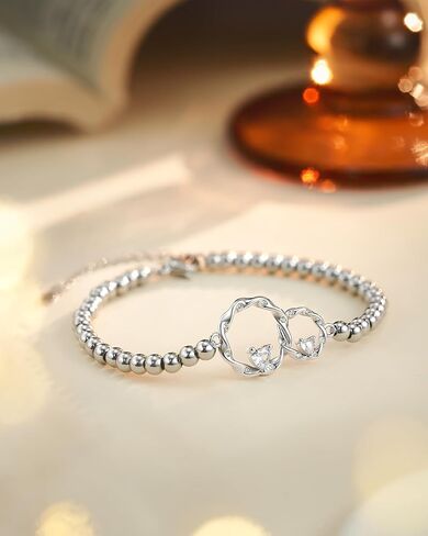 Tarsus Mother Daughter Gifts, Eternal Love Connected at Heart, Interlocking 2 Circles Bracelet, Mom Gifts, Daughter Gifts, Birthday, Christmas in Kuwait