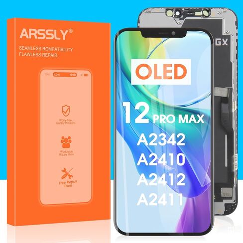 استبدال شاشة OLED لهاتف iPhone 12 Pro Max، شاشة LCD رقمية تعمل باللمس، أدوات إصلاح التجميع الكاملة لـ A2342، A2410، A2412، A2411 (6.5 بوصة، COF OLED الناعم) in Saudi Arabia