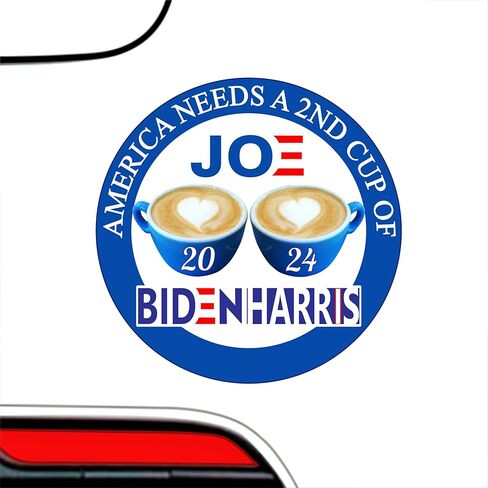 ملصق بايدن للرئيس 2024 - America Needs 2nd Cup of Joe ملصق انتخابي فاخر من الفينيل مقاس 3 × 3 بوصة | سيارات، سيارات، هواتف محمولة، تصويت سياسي، ديمقراطي، علامة القهوة، جو هاريس + أفضل من المغناطيس in Kuwait