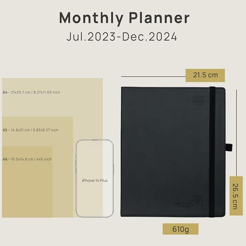 POPRUN Monthly Planner 2024-2025 (6.5'' x 8.5'') 18-Month Calendar Book (Jan.2024-Jun.2025) Soft Cover, Planner with Monthly Tabs & Pocket, 100 GSM Paper - Green in Kuwait