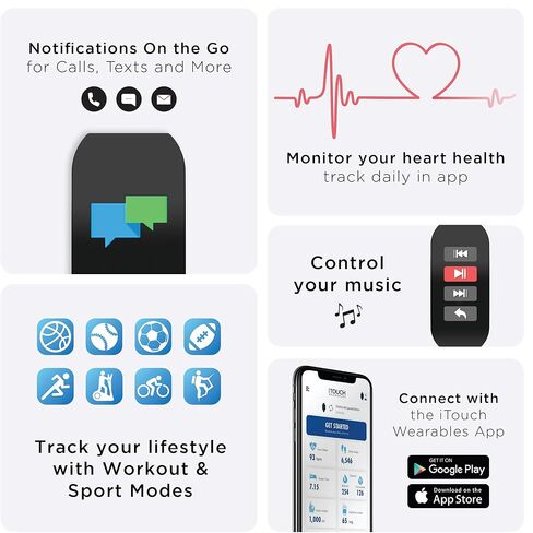 Itech Active Smartwatch Fitness Tracker, Heart Rate, Step Counter, Sleep Monitor, Notifications, Waterproof for Ladies, Compatible with iPhone and Android in Saudi Arabia