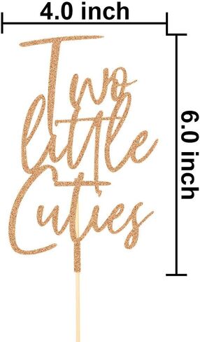 قطعة علوية للكيك من تو ليتل كيوتيز، ديكورات حفلات عيد الميلاد الثاني للأطفال الأولاد والبنات، ديكور حفلات استقبال المولود الجديد، ذهبي وردي in Kuwait