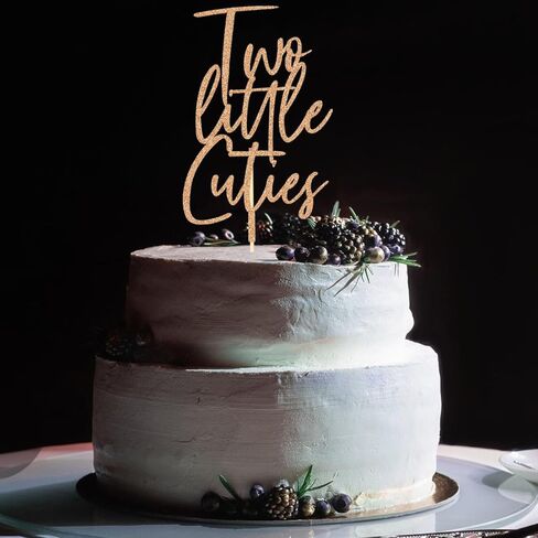 قطعة علوية للكيك من تو ليتل كيوتيز، ديكورات حفلات عيد الميلاد الثاني للأطفال الأولاد والبنات، ديكور حفلات استقبال المولود الجديد، ذهبي وردي in Kuwait