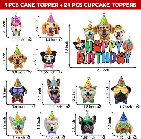 25 PCS Puppy Dog First ThemeThemed Happy Birthday Cake Topper Cupcake Toppers Party Supplies Decorations Favors Decor Bone Paw Cute Gifts for Boys Girls Kids Game Baby Shower School Rewards Wedding in Saudi Arabia