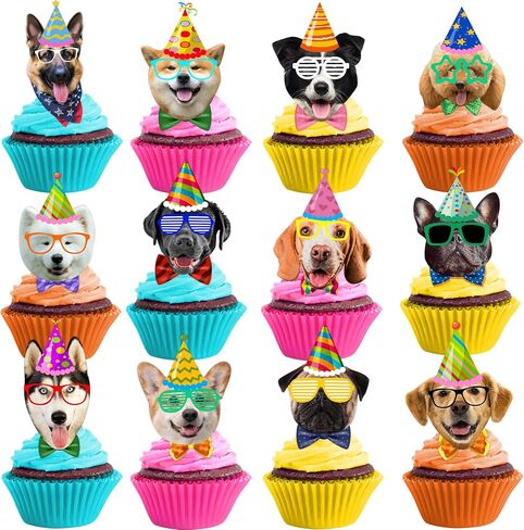 25 PCS Puppy Dog First ThemeThemed Happy Birthday Cake Topper Cupcake Toppers Party Supplies Decorations Favors Decor Bone Paw Cute Gifts for Boys Girls Kids Game Baby Shower School Rewards Wedding in Saudi Arabia