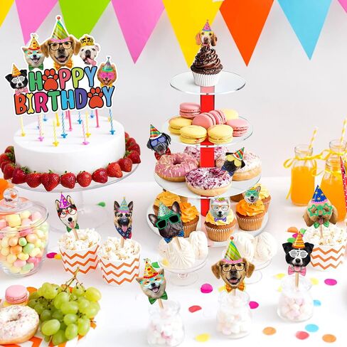 25 PCS Puppy Dog First ThemeThemed Happy Birthday Cake Topper Cupcake Toppers Party Supplies Decorations Favors Decor Bone Paw Cute Gifts for Boys Girls Kids Game Baby Shower School Rewards Wedding in Saudi Arabia