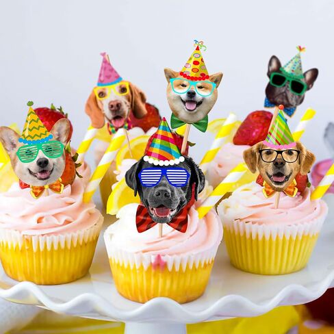 25 PCS Puppy Dog First ThemeThemed Happy Birthday Cake Topper Cupcake Toppers Party Supplies Decorations Favors Decor Bone Paw Cute Gifts for Boys Girls Kids Game Baby Shower School Rewards Wedding in Saudi Arabia