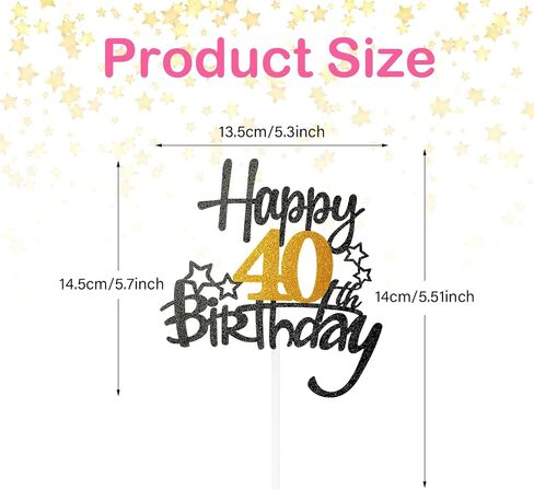 Happy 70th Birthday Cake Topper, Black Gold Glitter Cheers to 70 Years Birthday Cake Pick 70 Fabulous Cake Decoration for Happy 70th Birthday Anniversary Party Supplies (70th) in Saudi Arabia