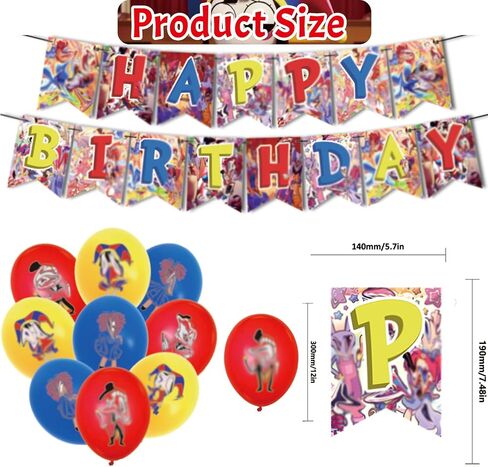 Circus Birthday Party Decorations,Cartoon Birthday Party Supplies Include Happy Birthday Banner,Cake Cupcake Toppers,Balloons,Stickers for Kids Adult Birthday Party in Saudi Arabia