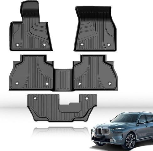 سجادات أرضية متوافقة مع BMW X7 7 مقاعد 2019 2020 2021 2022 2023 2024 سجادات أرضية السيارات TPE جميع سجادات الحماية من الطقس لسيارة BMW X7 تتضمن بطانة الصف الأمامي والخلفي باللون الأسود in Kuwait