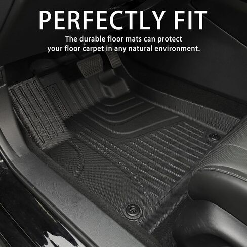 AOMSAZTO Custom Floor Mats for Chevy Silverado 2019-2024 Crew Cab, 1st & 2nd Row All Weather Floor Liners for Chevrolet Silverado 1500 | 2500 HD | 3500 HD Crew Cab, Anti Skid Car Mats, Black in Saudi Arabia