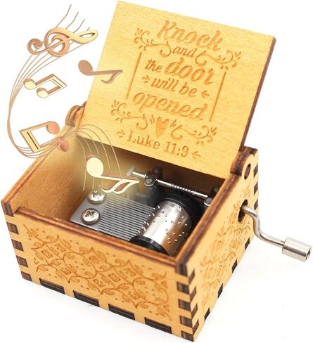 صندوق الموسيقى الخشبي - صندوق الموسيقى المسيحي، لوقا 11: 9، هدايا الإيمان للأصدقاء والنساء والأطفال والعائلات - مجموعة واحدة in Kuwait