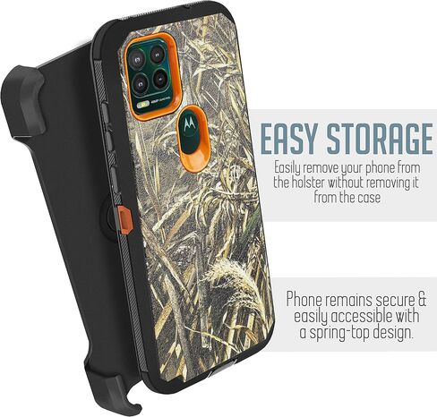 Designed for Motorola Moto G Stylus 5G 2021 with Built in Screen Protector, Belt Clip Holster Kickstand Protective Hybrid Cover Heavy Duty Defender Shockproof Phone Case (Camo Orange) in Saudi Arabia