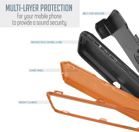 Designed for Motorola Moto G Stylus 5G 2021 with Built in Screen Protector, Belt Clip Holster Kickstand Protective Hybrid Cover Heavy Duty Defender Shockproof Phone Case (Camo Orange) in Saudi Arabia