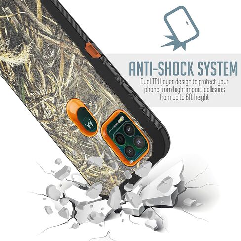 Designed for Motorola Moto G Stylus 5G 2021 with Built in Screen Protector, Belt Clip Holster Kickstand Protective Hybrid Cover Heavy Duty Defender Shockproof Phone Case (Camo Orange) in Saudi Arabia