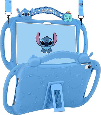 حافظة عصرية ممتعة لجهاز iPad الجيل العاشر 10.9 بوصة تصميم لطيف ثلاثي الأبعاد لشخصية كرتونية Kawaii Cool Fun Anime للفتيات البنات والأولاد والمراهقين لحافظات Apple i Pad 10th Gen أغطية ناعمة مع حزام حامل وحبل in Saudi Arabia