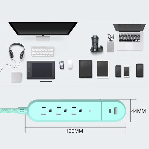 Yata Power Strip 3 Outlet 5FT Extension Cord with USB and Type C Charging Ports Portable Travel Power Strip in Saudi Arabia