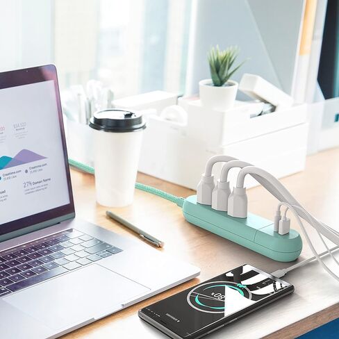Yata Power Strip 3 Outlet 5FT Extension Cord with USB and Type C Charging Ports Portable Travel Power Strip in Saudi Arabia