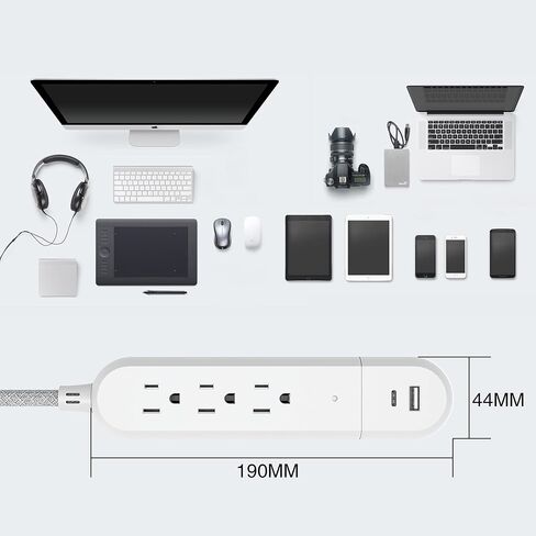 Yata Power Strip 3 Outlet 5FT Extension Cord مع USB وType C منافذ شحن محمولة للسفر in Saudi Arabia