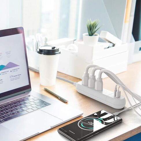 Yata Power Strip 3 Outlet 5FT Extension Cord مع USB وType C منافذ شحن محمولة للسفر in Saudi Arabia