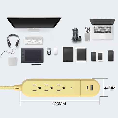 Yata Power Strip 3 Outlet 5FT Extension Cord with USB and Type C Charging Ports Portable Travel Power Strip in Saudi Arabia
