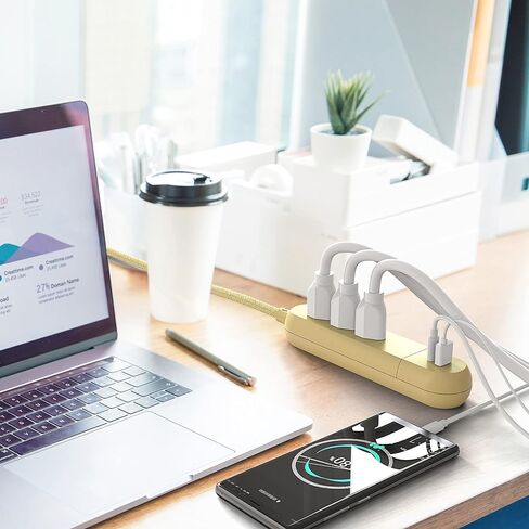 Yata Power Strip 3 Outlet 5FT Extension Cord with USB and Type C Charging Ports Portable Travel Power Strip in Saudi Arabia