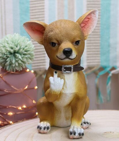 Ebros Feisty Taco رائعتين قصيرة الشعر رأس الغزلان Chihuahua Dog Flipping The Bird تمثال 7 بوصات عالية العصابات وقحة جرو الحيوانات الأليفة Pal Dogs Chihuahuas ديكور الراتنج القابل للجمع in Saudi Arabia