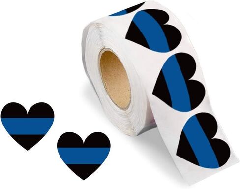 Fundraising For A Cause | Blue Line Heart Stickers - Police Support Stickers for Car Bumpers, Office Doors, Cell Phones and More (250 Stickers) in Saudi Arabia