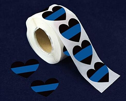 Fundraising For A Cause | Blue Line Heart Stickers - Police Support Stickers for Car Bumpers, Office Doors, Cell Phones and More (250 Stickers) in Saudi Arabia