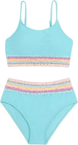 SOLY HUX Girl's Two Piece Swimsuit Spaghetti Strap Striped Bikini Sets Bathing Suits in Saudi Arabia