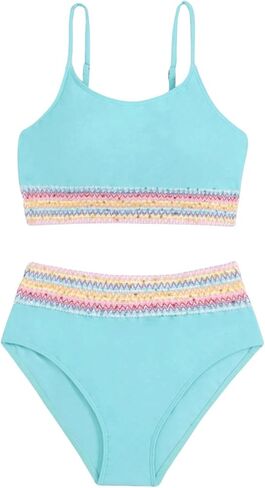 SOLY HUX Girl's Two Piece Swimsuit Spaghetti Strap Striped Bikini Sets Bathing Suits in Saudi Arabia