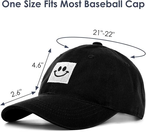 2 Pack Kids Smiley Face Baseball Cap for Girls Boys,Adjustable Washed Cotton Baseball Hat with Ponytail in Saudi Arabia