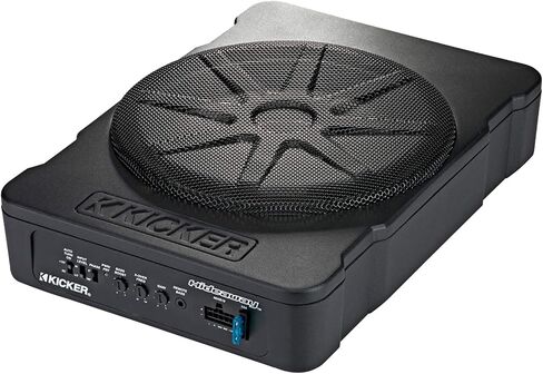 زوج (الكمية 2) من مضخم صوت السيارة الأسود Kicker HS10 Hideaway Compact بقوة 180 وات RMS مع جهاز تحكم عن بعد وسلك مكبر الصوت in Saudi Arabia