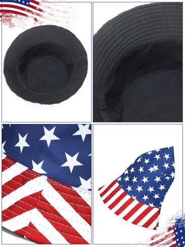 16 Pcs American Flag Bucket Hat Packable 4th of July Fisherman Hats USA Bucket Hat Patriotic Summer Travel Beach Sun Hat for Women Men in Saudi Arabia