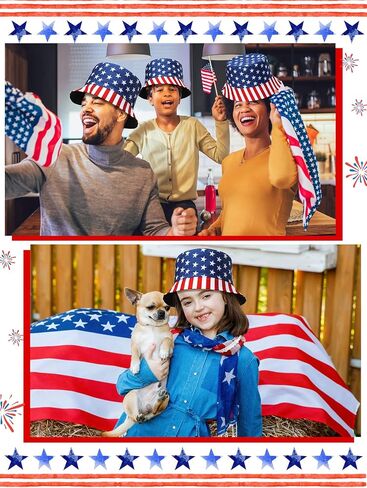 16 Pcs American Flag Bucket Hat Packable 4th of July Fisherman Hats USA Bucket Hat Patriotic Summer Travel Beach Sun Hat for Women Men in Saudi Arabia