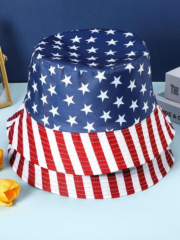 16 Pcs American Flag Bucket Hat Packable 4th of July Fisherman Hats USA Bucket Hat Patriotic Summer Travel Beach Sun Hat for Women Men in Saudi Arabia